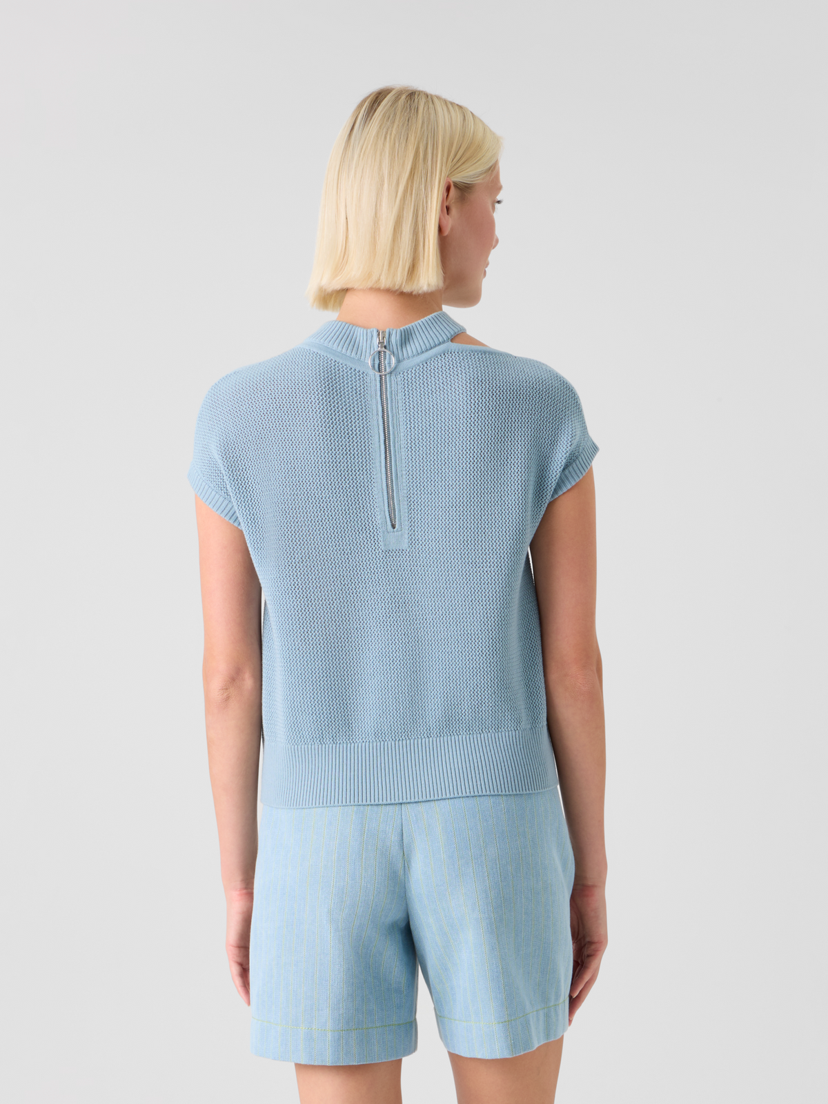 Designer Lightweight Merino Mesh Pullover - blue
