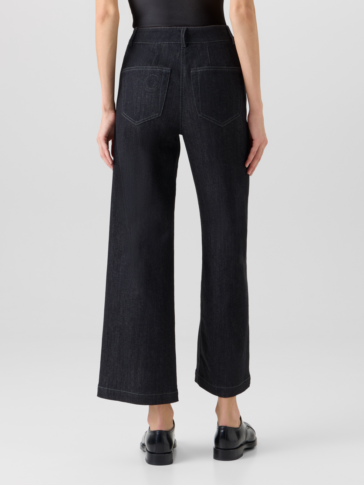 Designer Caia Straight-Leg Pants in High-Stretch Cotton Denim - black #editorial