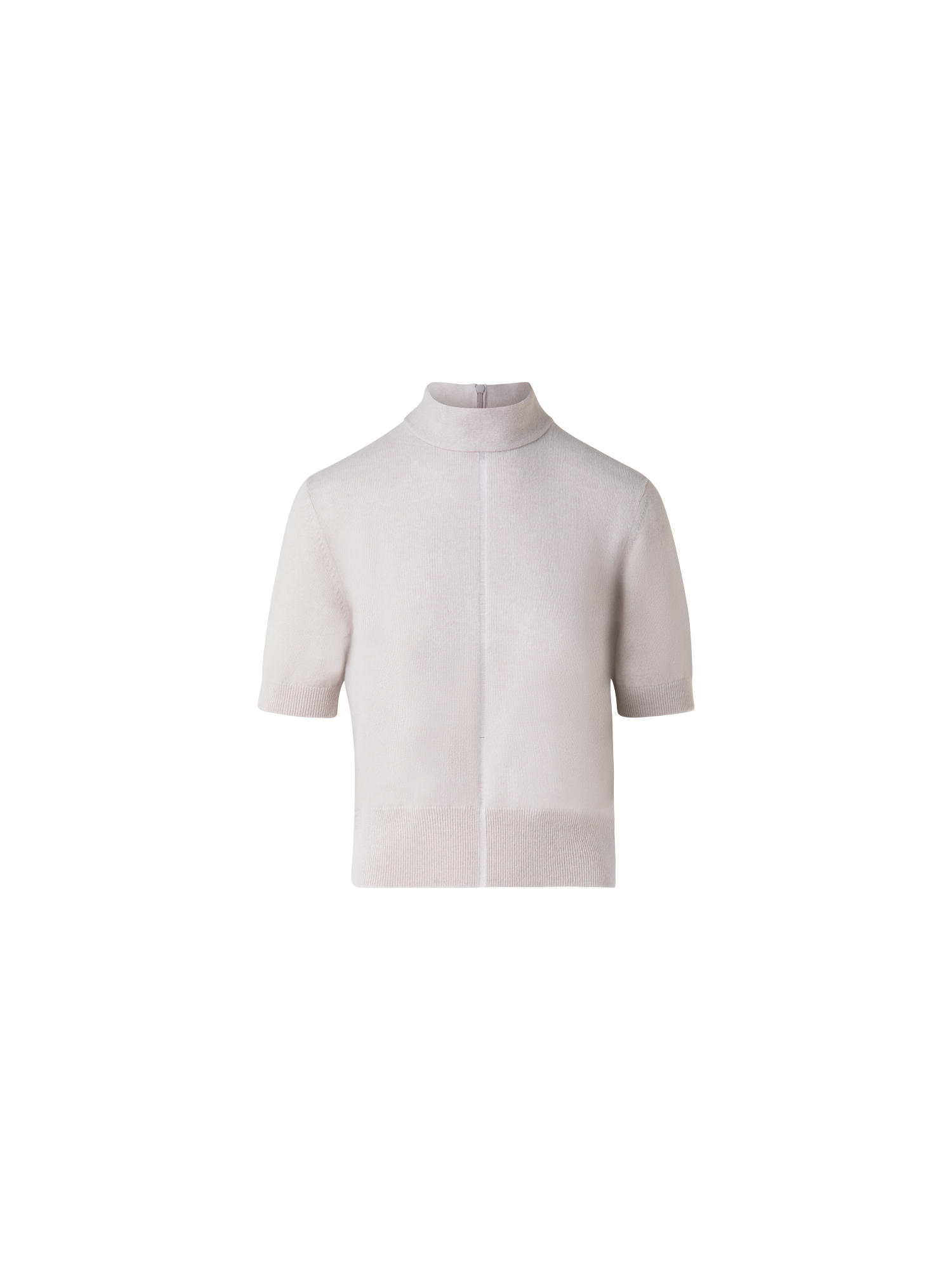 Designer Short Sleeve Cashmere Sweater with Sheer Stripe - neutral - pastel - beige