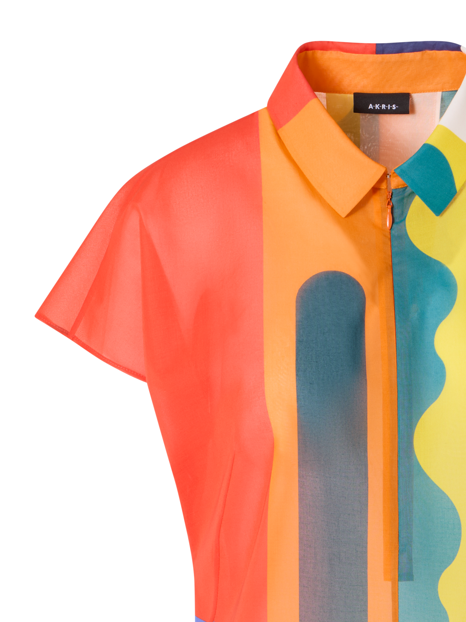 Designer Cotton Tunic Blouse with Paravent Print - multicolor