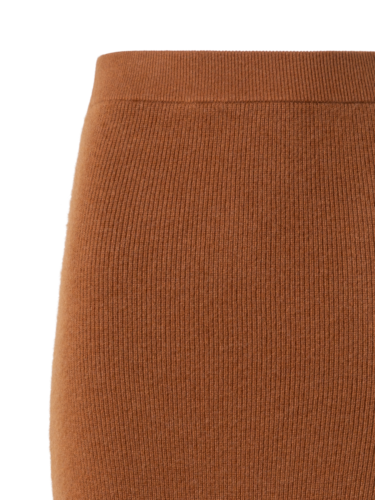 Designer Midi Knit Skirt in Ribbed Cashmere - brown