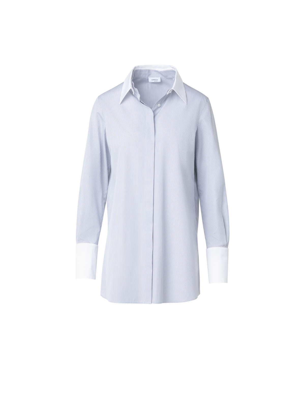 Designer Striped Cotton Tunic with White Collar - blue - multicolor