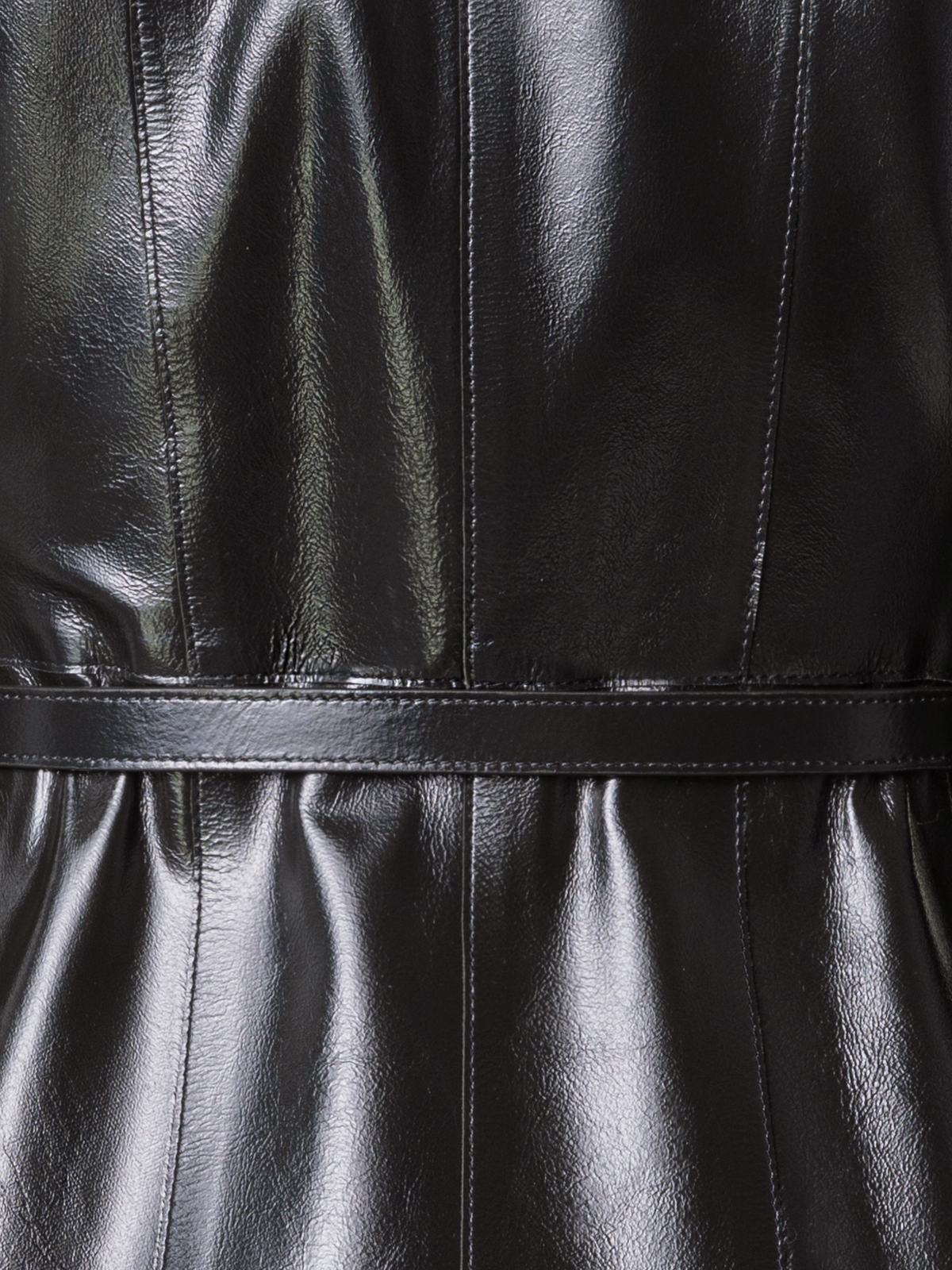 Designer Fitted Lacquer Leather Jacket with Belt - green