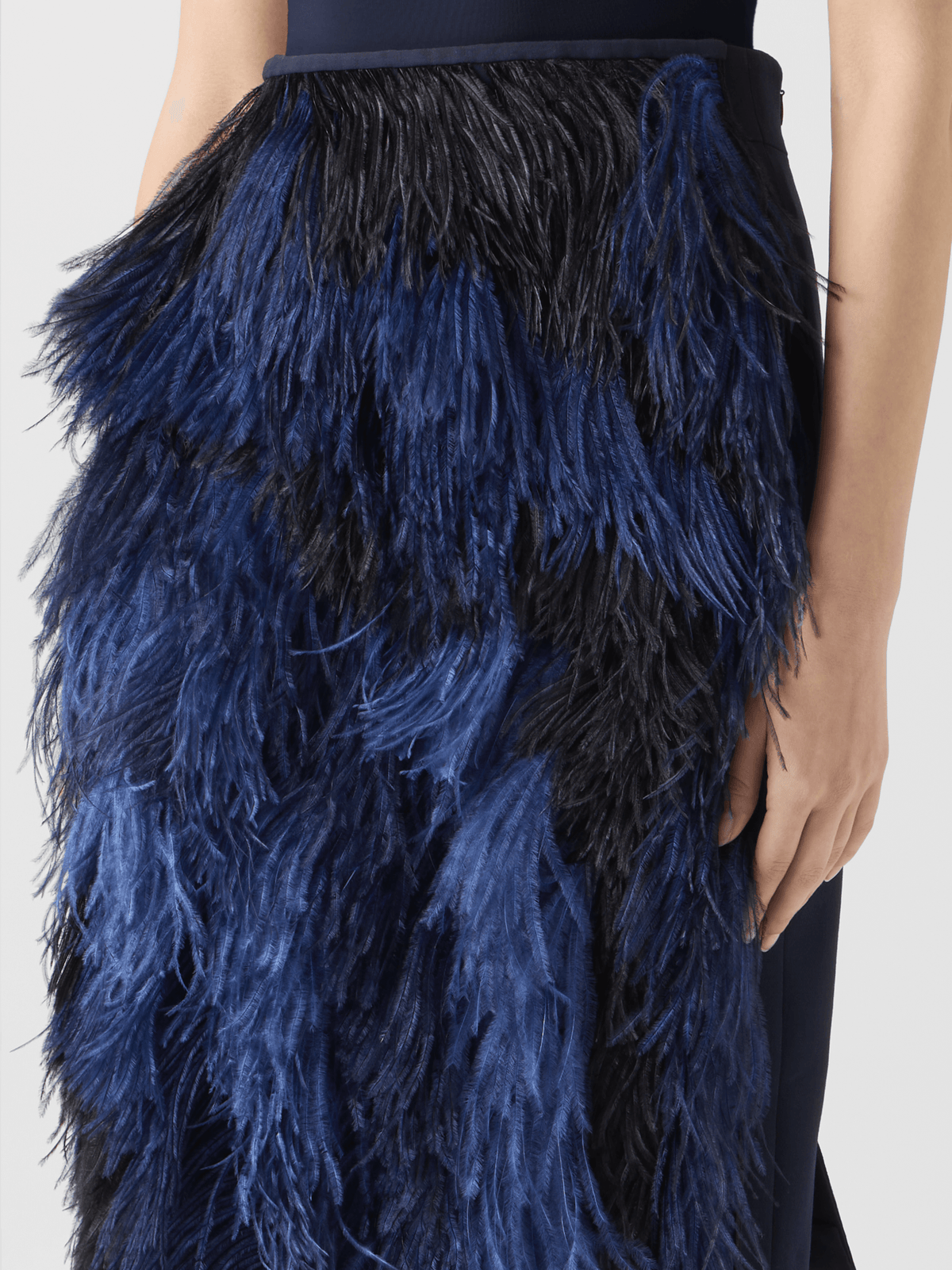 Designer Wool Double-Face Feathered Pencil Skirt - black - neutral #editorial