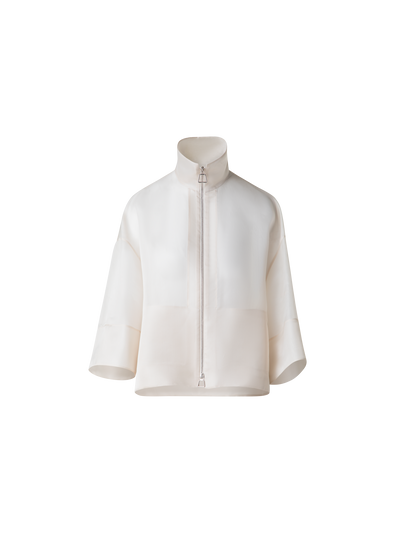 Designer Panama Silk Organza Volume Jacket - neutral - ecru - white