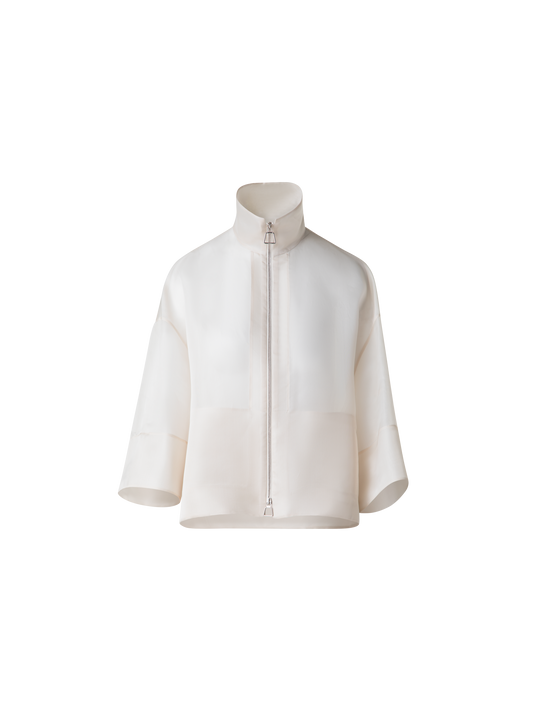Designer Panama Silk Organza Volume Jacket - neutral - ecru - white