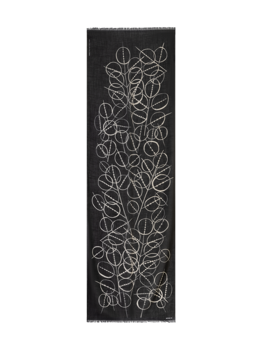 Designer Cashmere Scarf with Polka Dots Print - black - multicolor