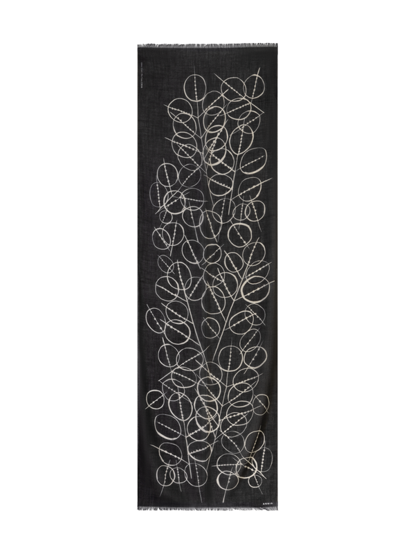 Designer Cashmere Scarf with Polka Dots Print - black - multicolor