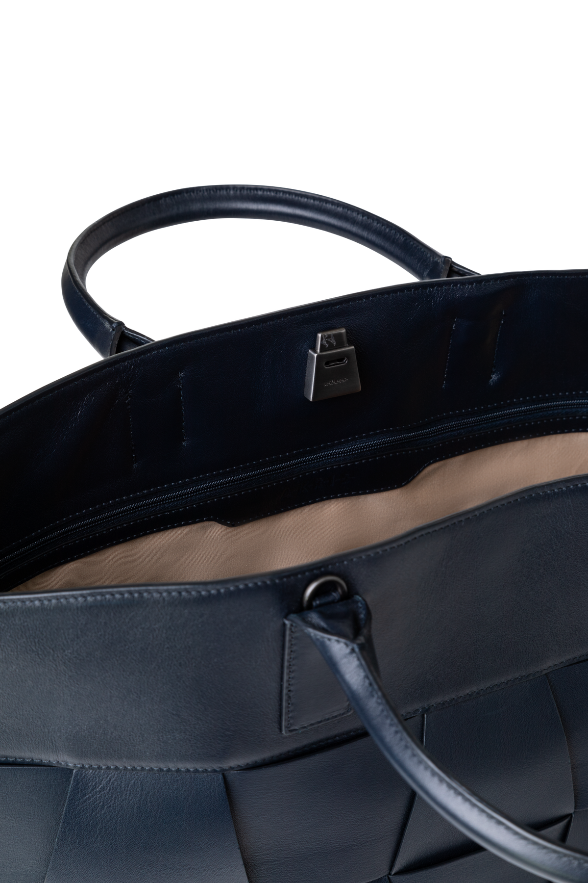 Designer Ai Medium Top Handle Tote - navy - blue