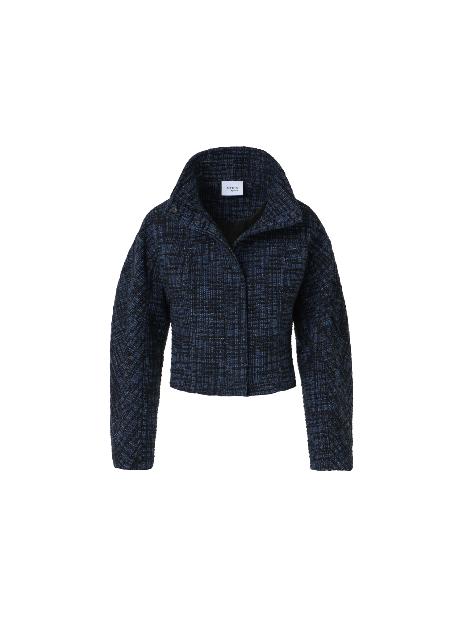 Designer Raw Denim Tweed Fitted Jacket - navy