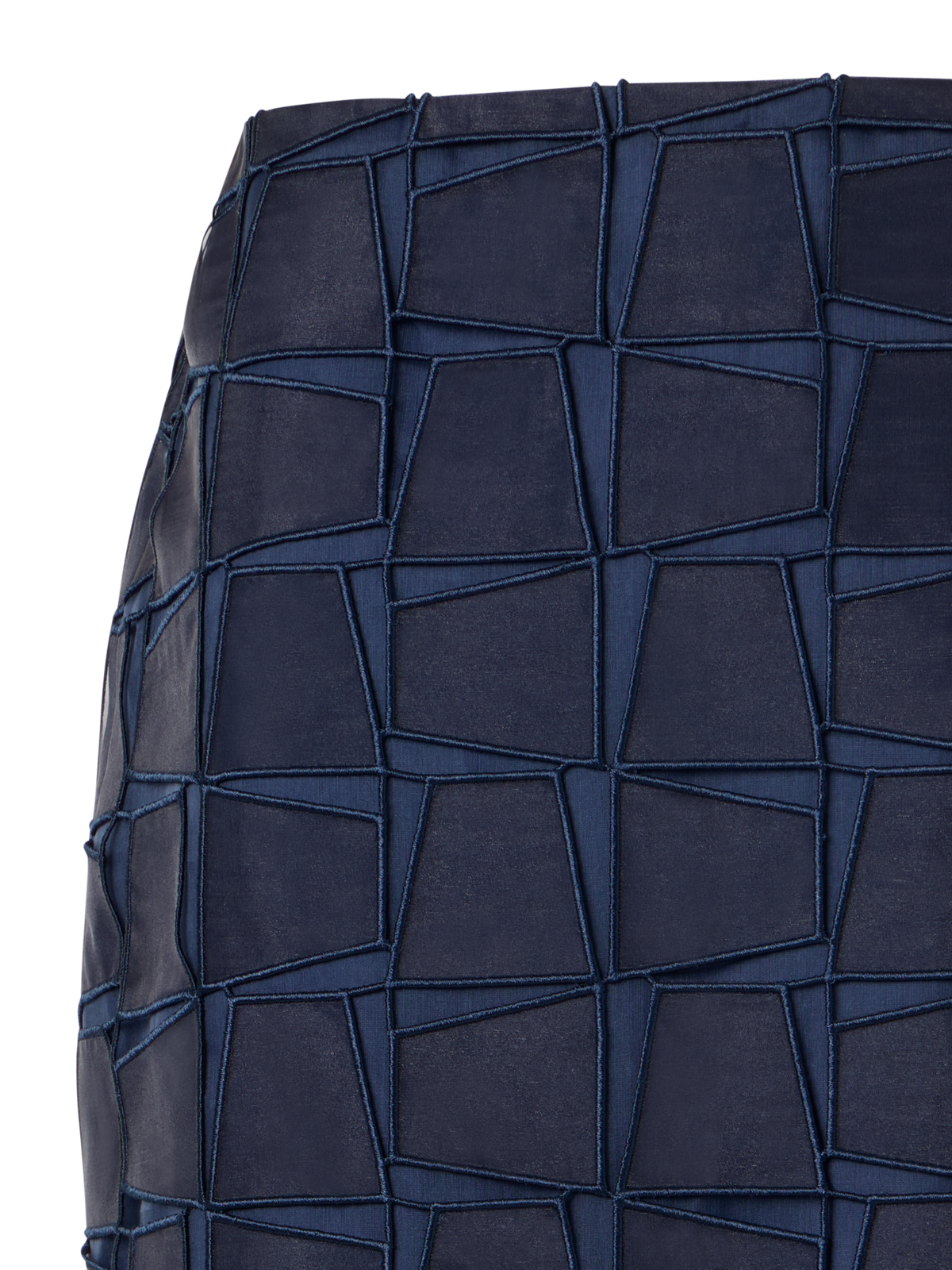Designer Trapezoid Organza Pencil Skirt - navy