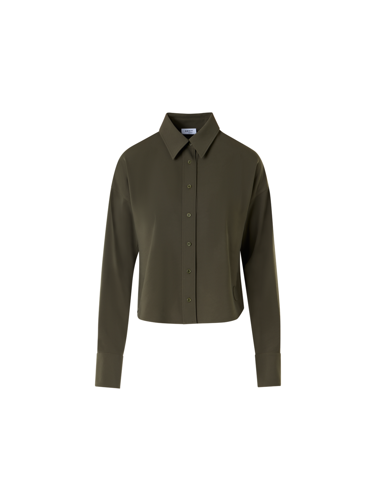 Designer Long-Sleeve Lasercut-Crêpe Blouse - green