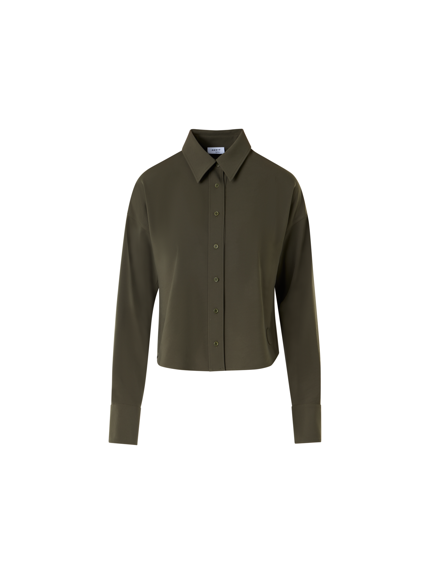 Designer Long-Sleeve Lasercut-Crêpe Blouse - green