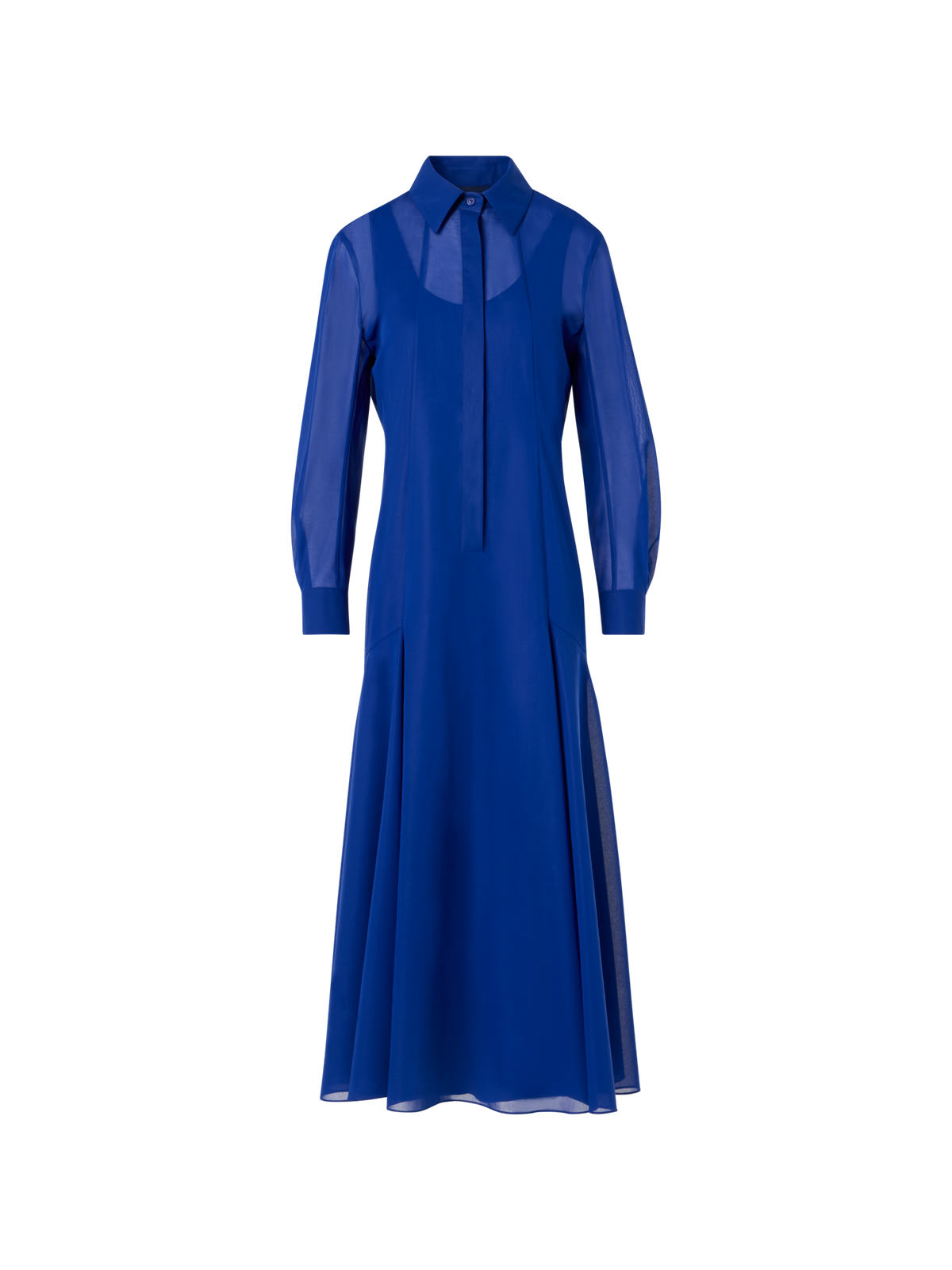 Designer Midi A-Line Dress in Cotton Voile - blue