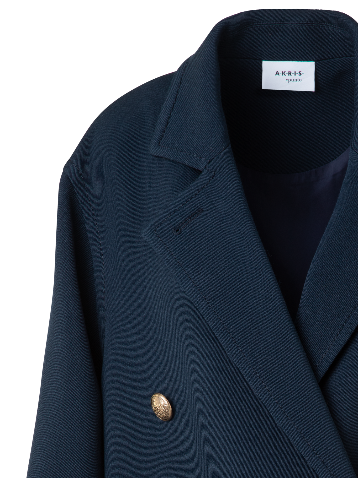 Designer Double-Breasted Wool Pea Coat - navy - blue