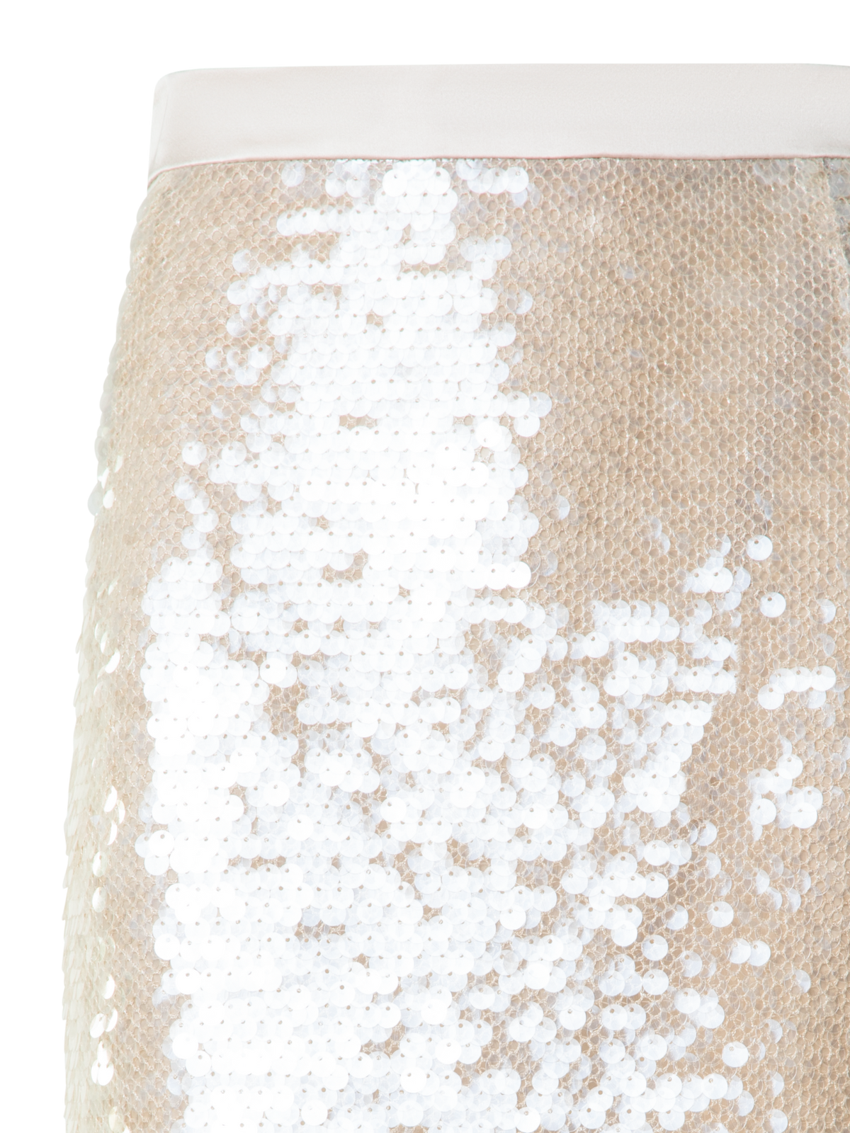 Designer Pencil Skirt in Allover Sequins - neutral - grey - beige