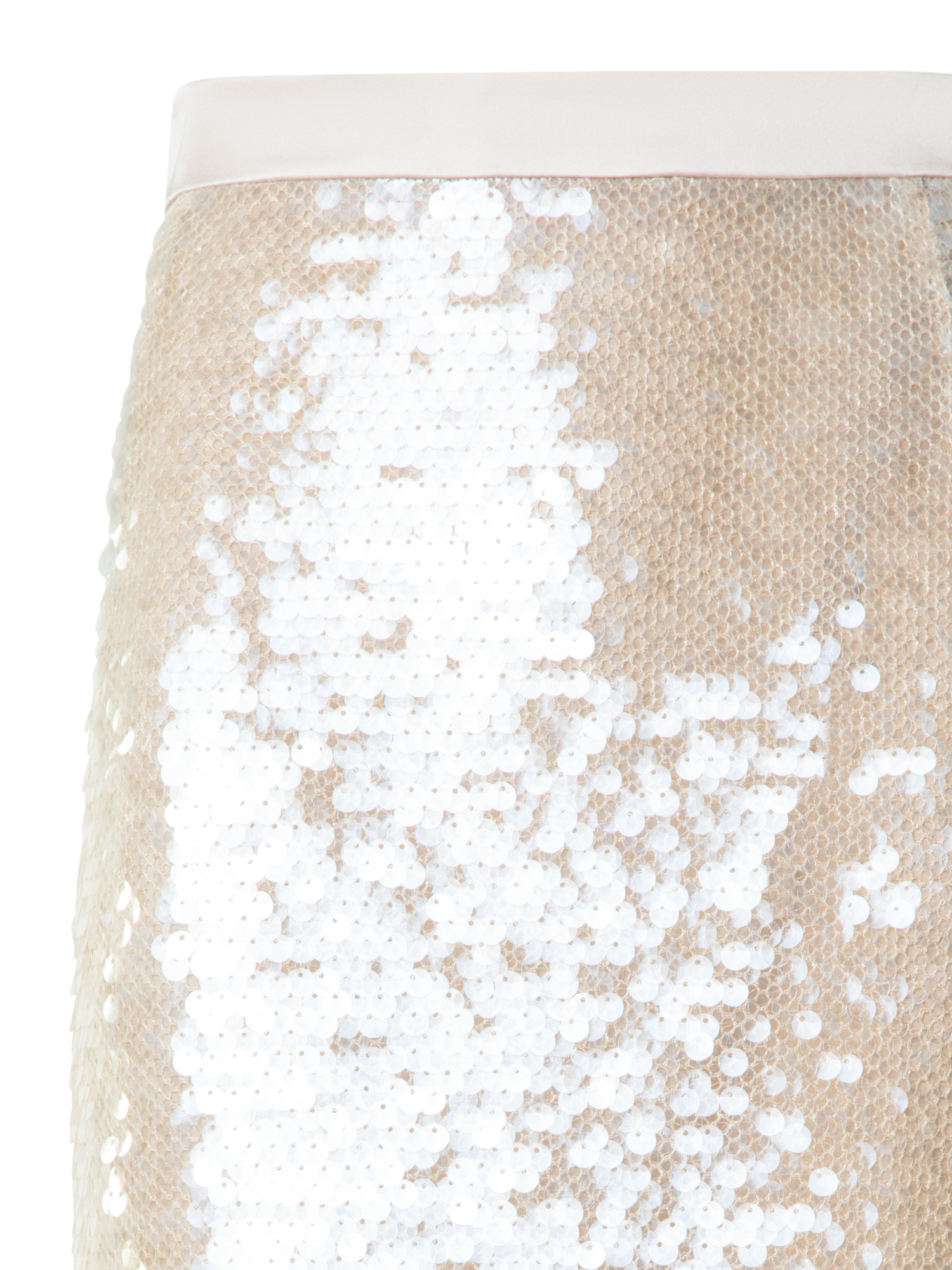 Designer Pencil Skirt in Allover Sequins - neutral - grey - beige