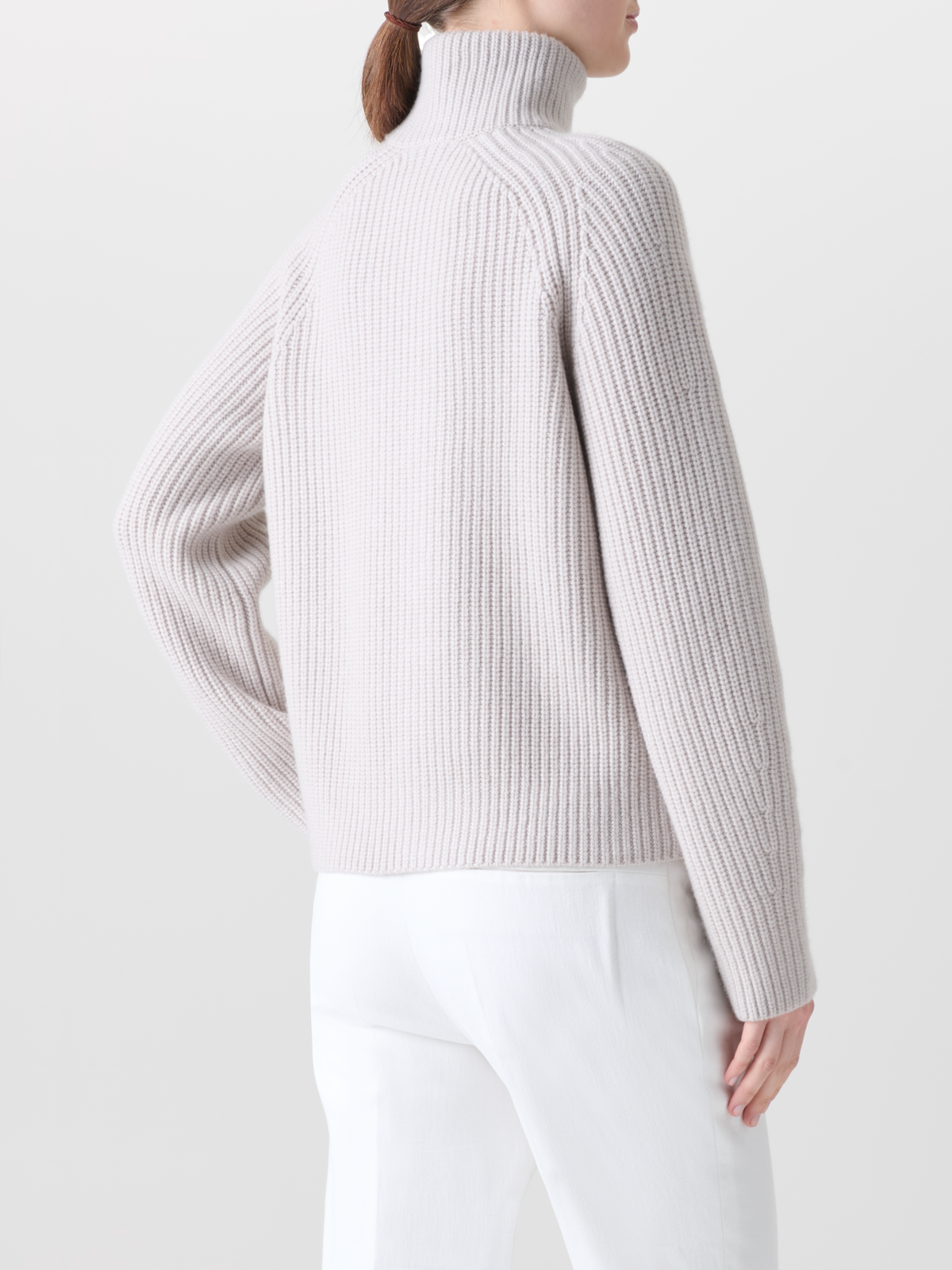 Designer Boxy Rib Knit Cardigan in Pure Cashmere - neutral - grey - beige #editorial