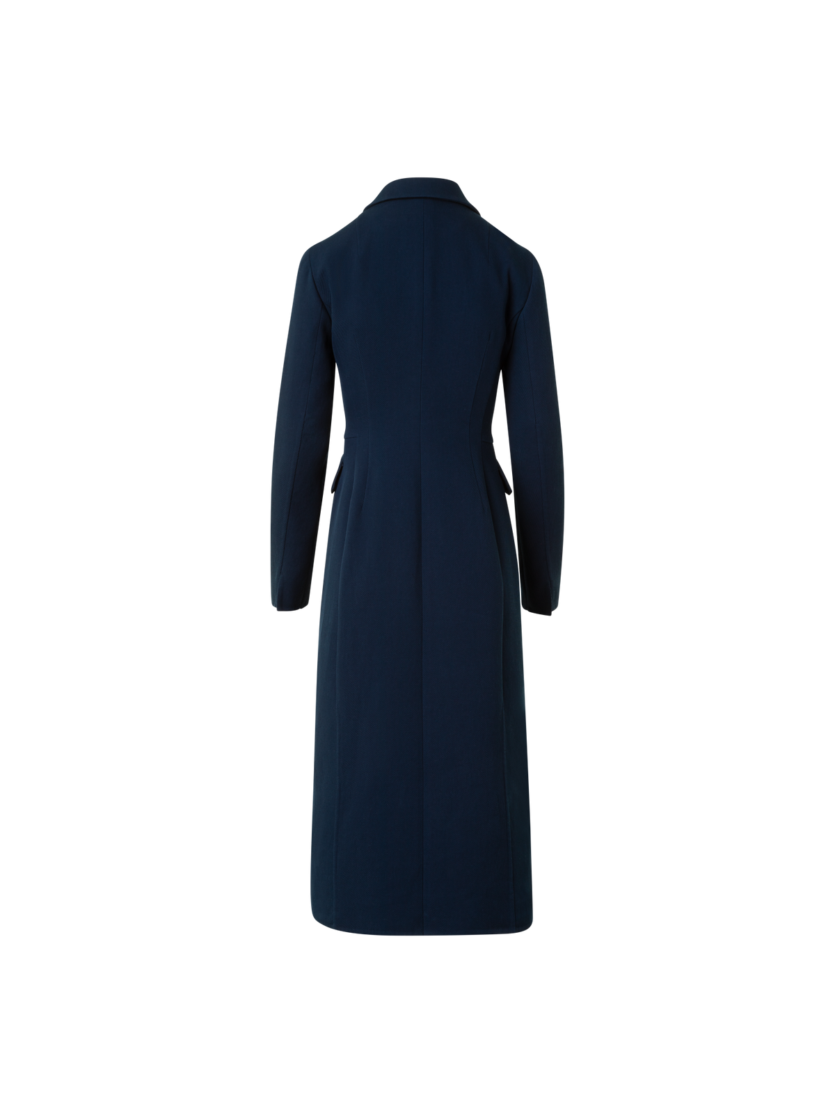 Designer Fitted Wool Double-Face Midi Coat Dress - neutral - navy - blue