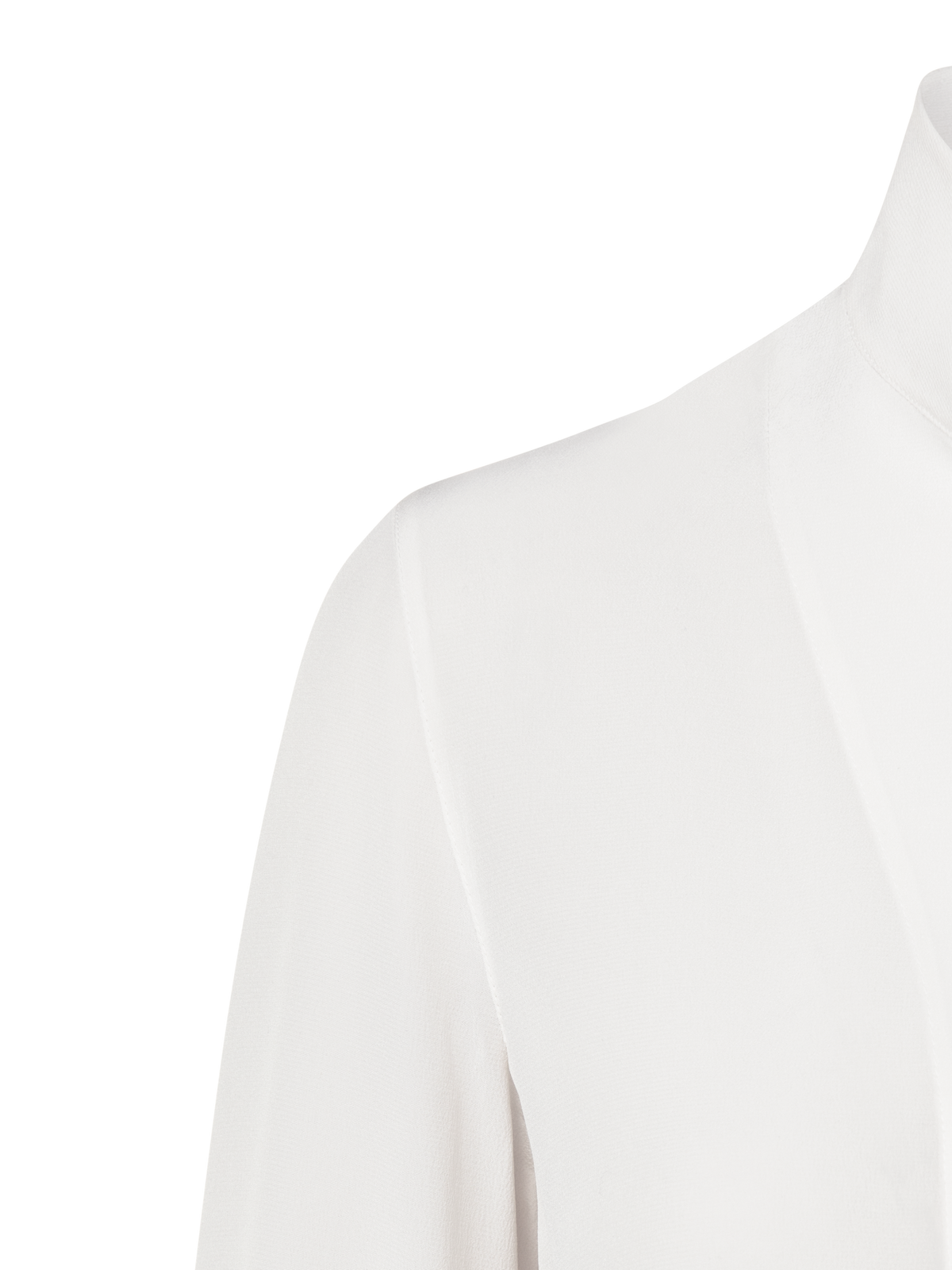 Designer Long Sleeve Silk Blouse with Stand-up Collar - white