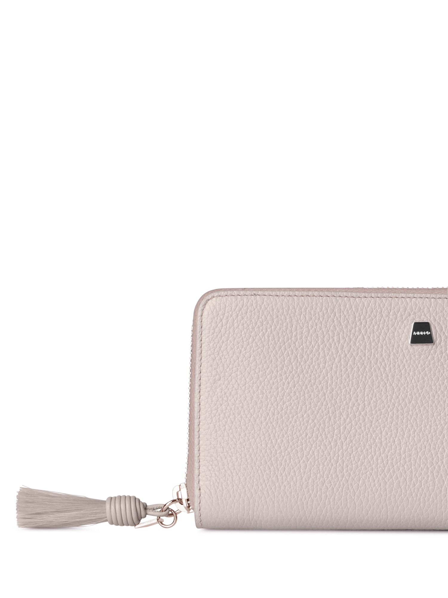 Designer Long Zip Around Wallet in Leather - neutral - beige