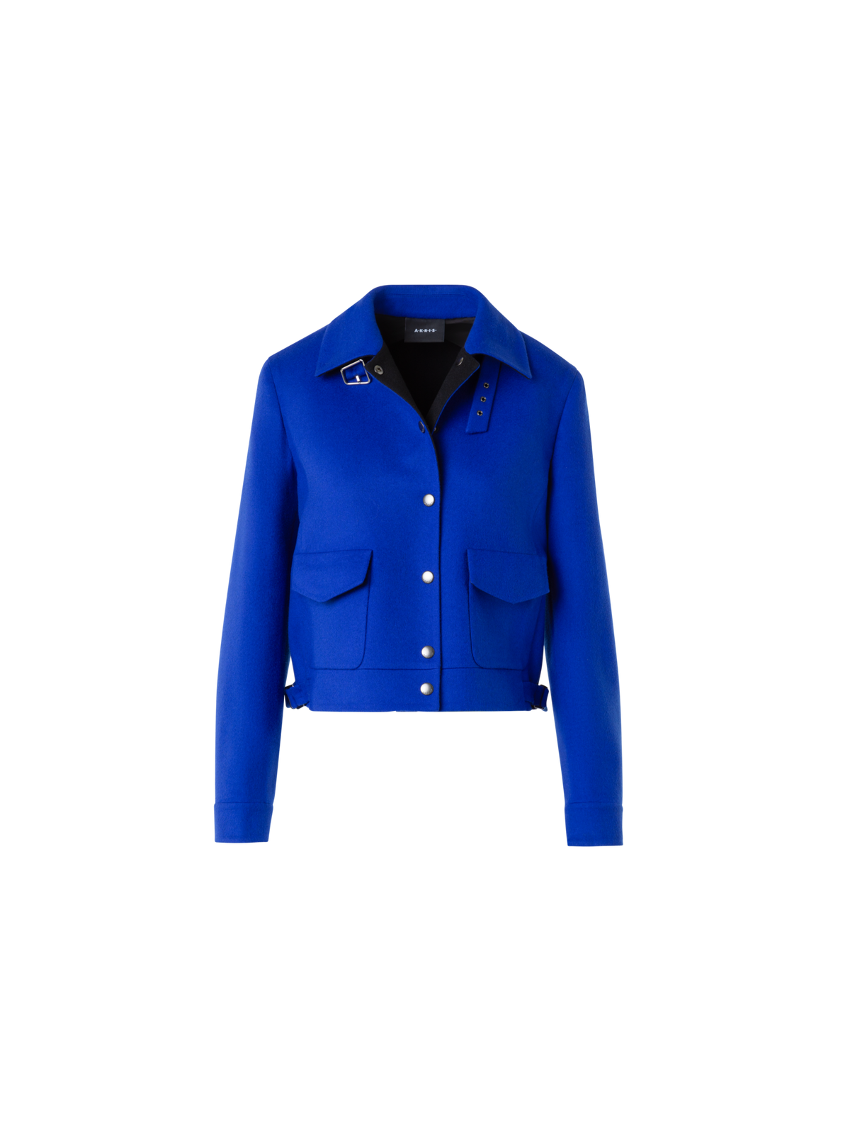 Designer Short Wool Flannel Double-Face Blouson Jacket - blue