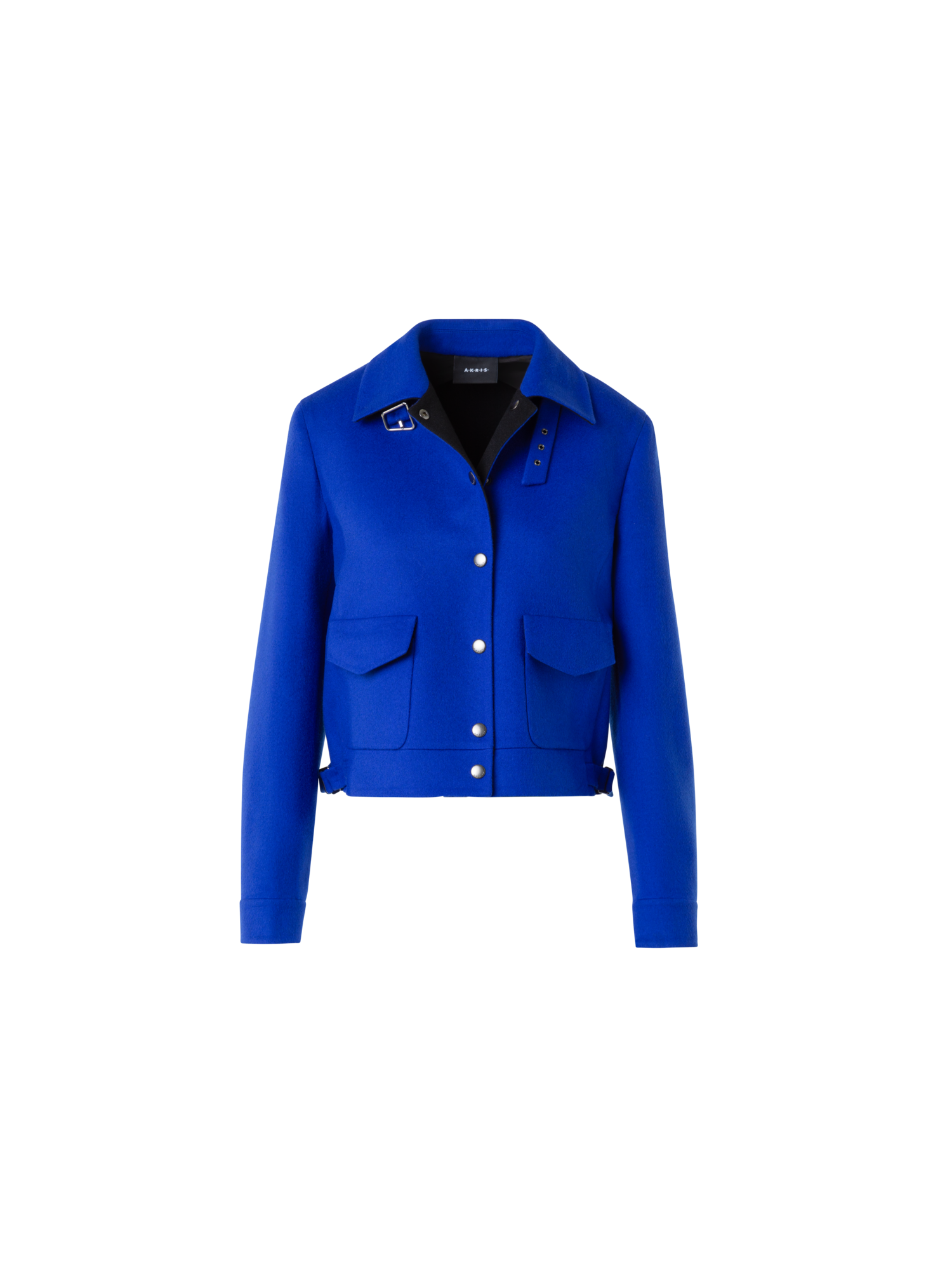 Designer Short Wool Flannel Double-Face Blouson Jacket - blue