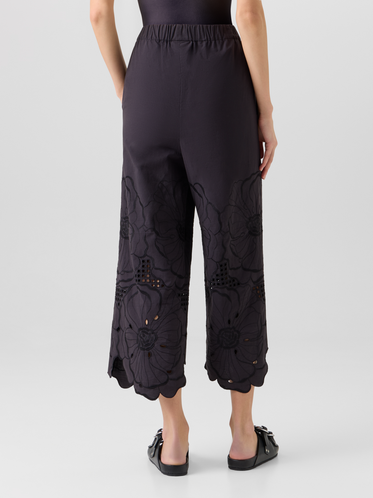 Designer Wide-Leg Pants Frey in Cotton Poplin - black #editorial