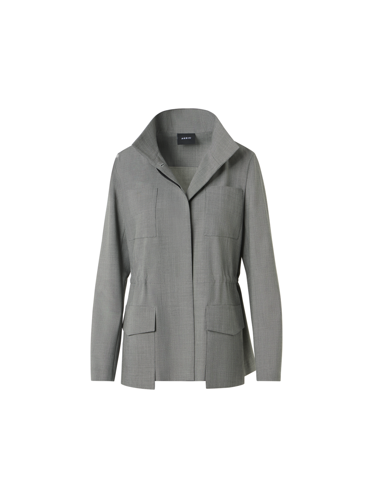 Designer Safari Jacket in Wool Stretch Fil-a-Fil - grey