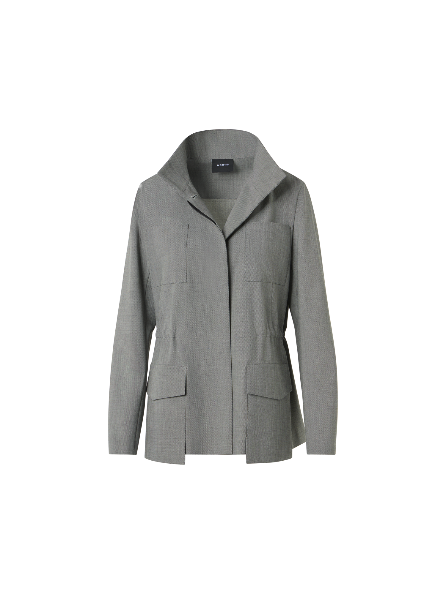 Designer Safari Jacket in Wool Stretch Fil-a-Fil - grey