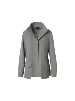 Designer Safari Jacket in Wool Stretch Fil-a-Fil - grey