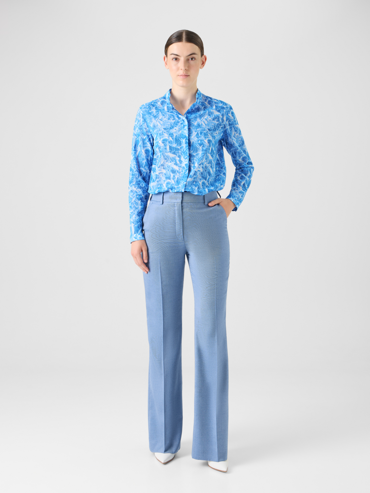 Designer Wide-Leg Cashmere Silk Gabardine Pants #editorial