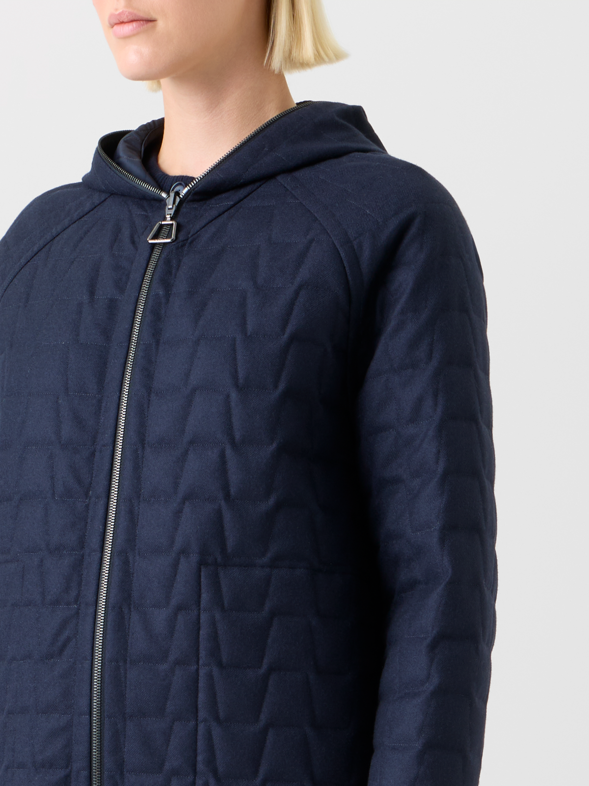 Designer Reversible Quilted Storm-System® Hooded Jacket - neutral - navy - blue #editorial