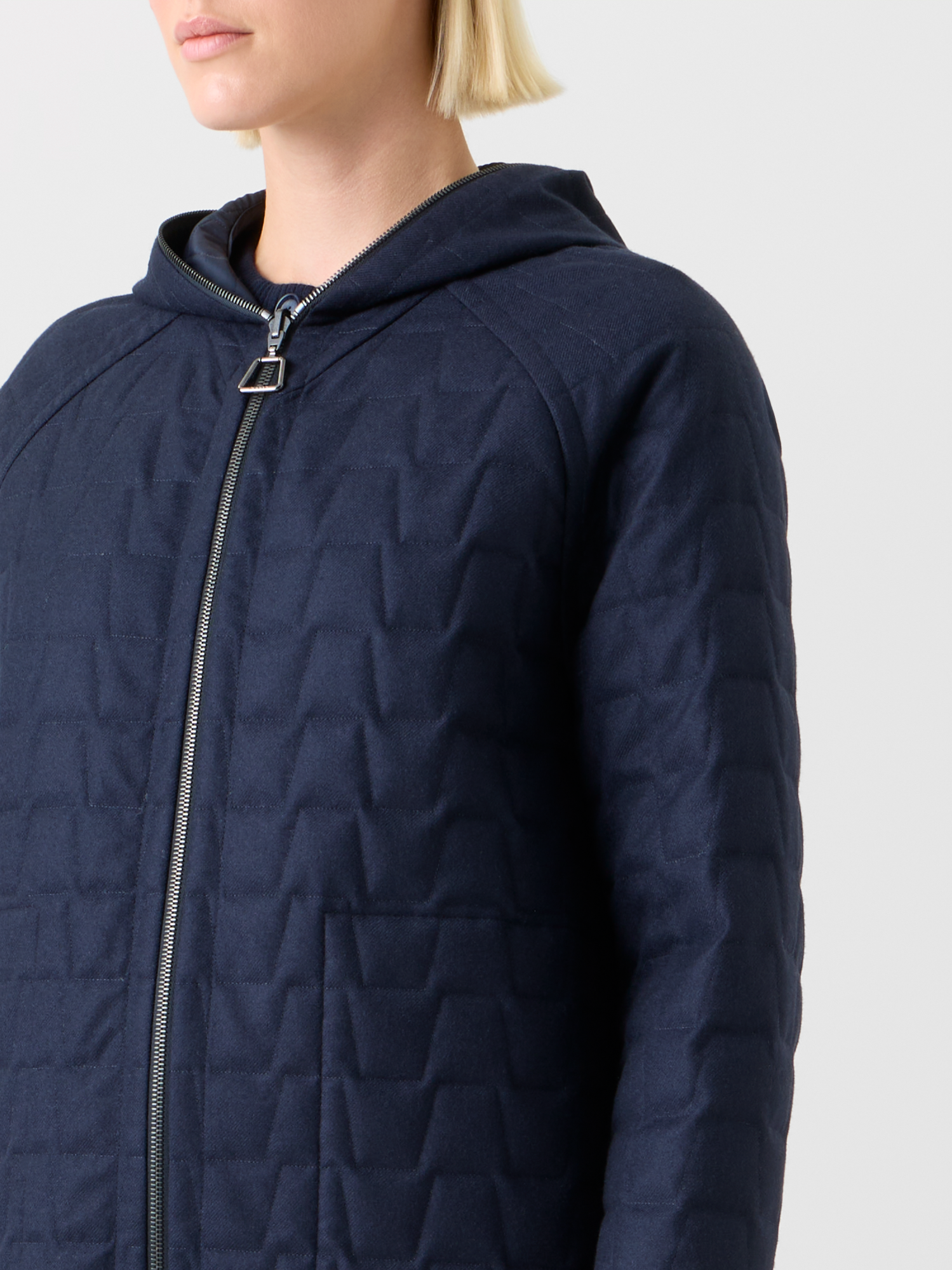 Designer Reversible Quilted Storm-System® Hooded Jacket - neutral - navy - blue 