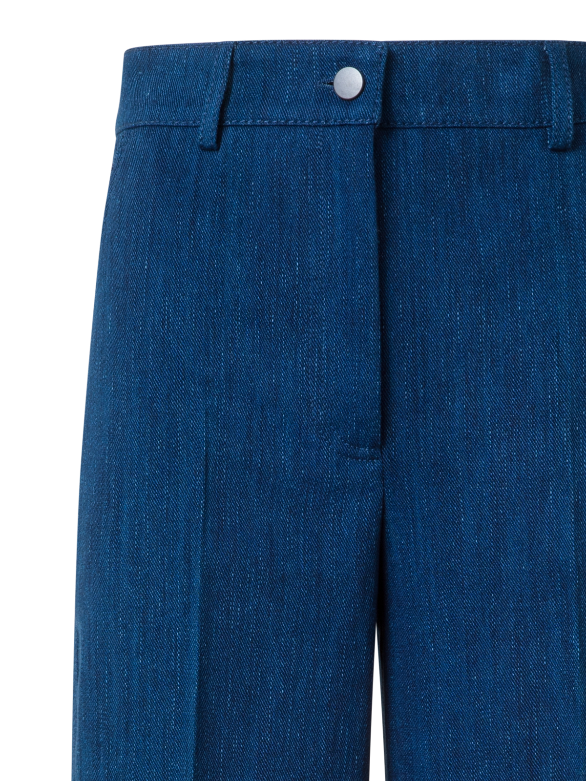 Designer Cropped Wide Cotton Denim Pants - blue