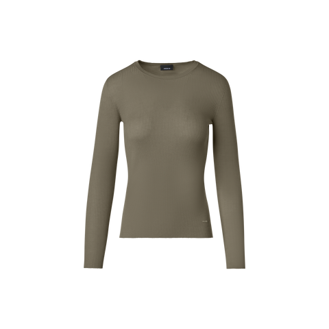 Taillierter nahtloser Strickpullover aus Seidenbaumwolle