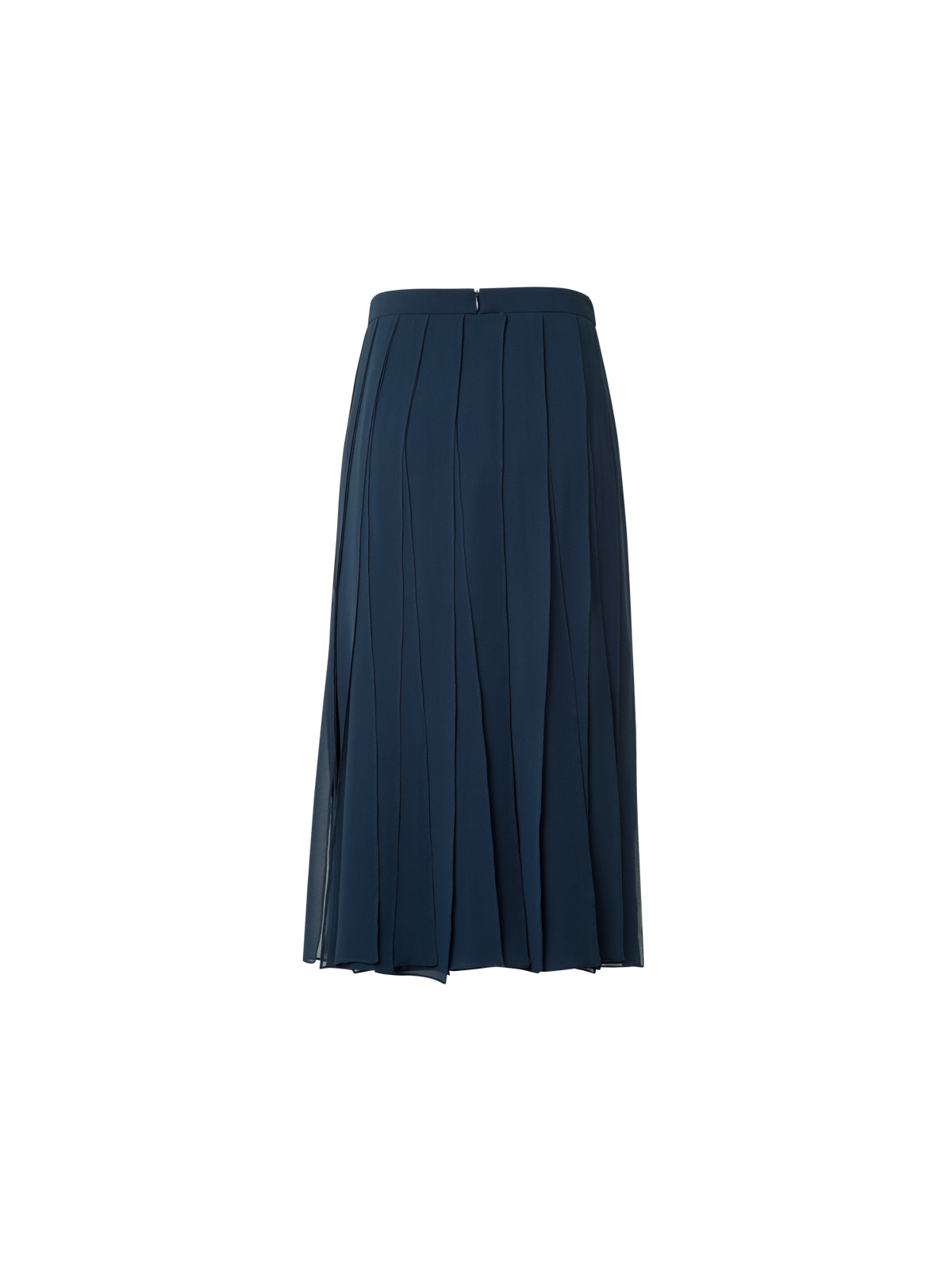 Designer Midi Silk Skirt with Flowing Ribbons - neutral - navy - blue