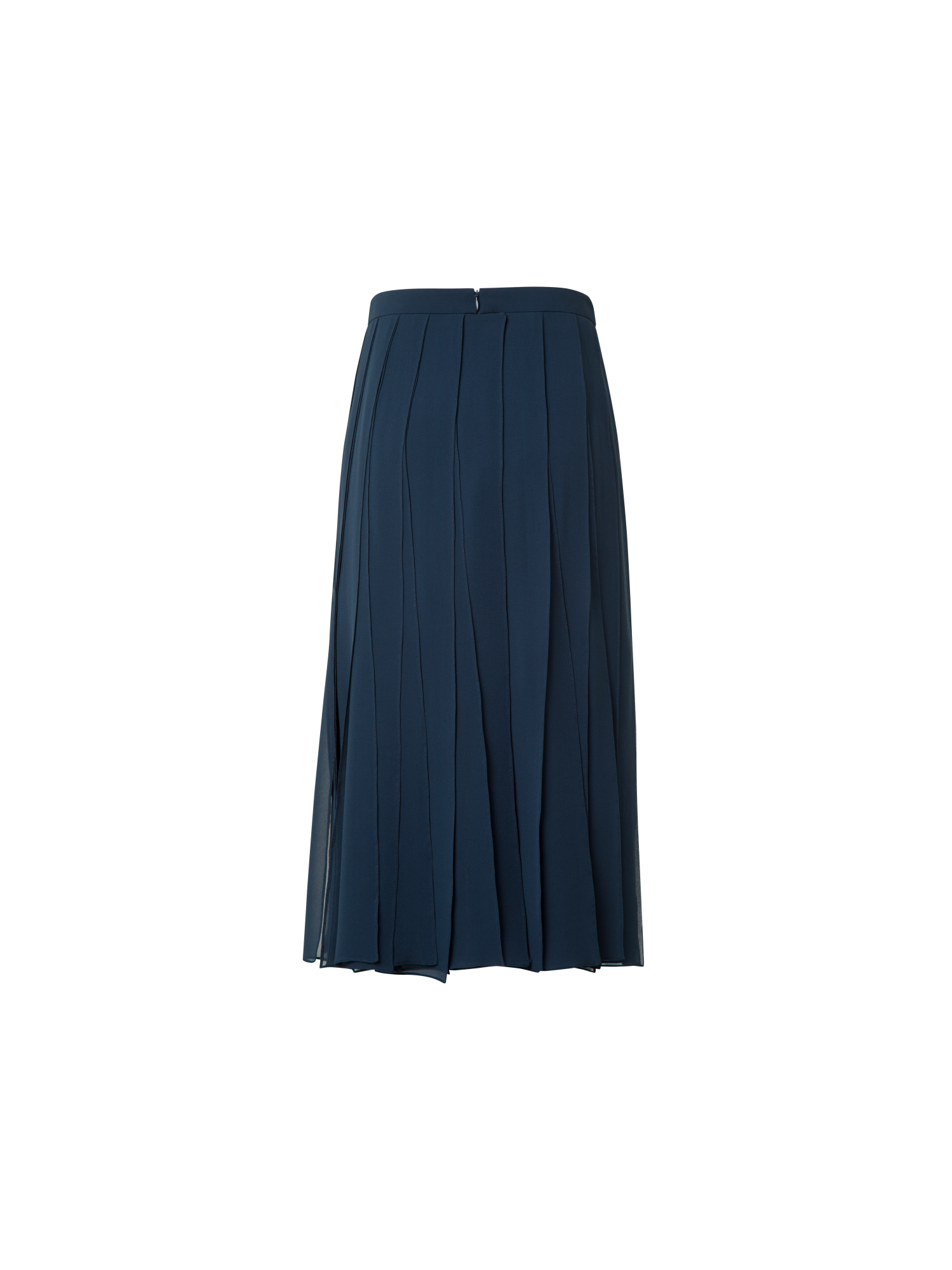 Designer Midi Silk Skirt with Flowing Ribbons - neutral - navy - blue