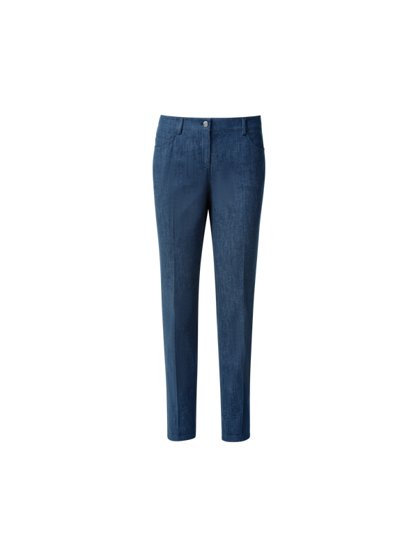 Designer Slim Cotton Denim Stretch Pants - navy - blue