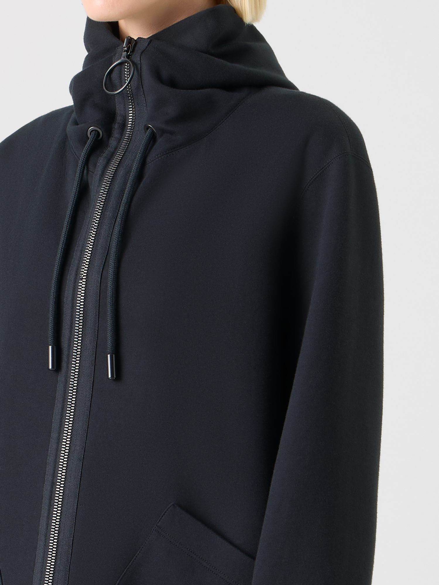 Designer Cotton-Blend Sweatshirt Jacket - black 