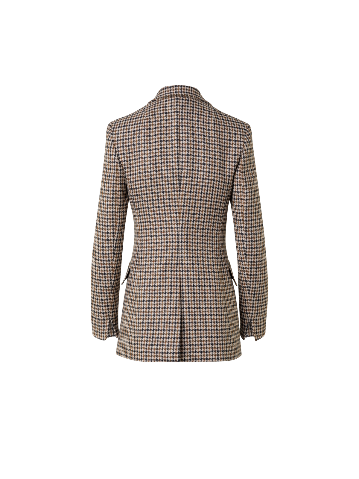 Designer Long Virgin Wool Houndstooth Boyfriend Blazer