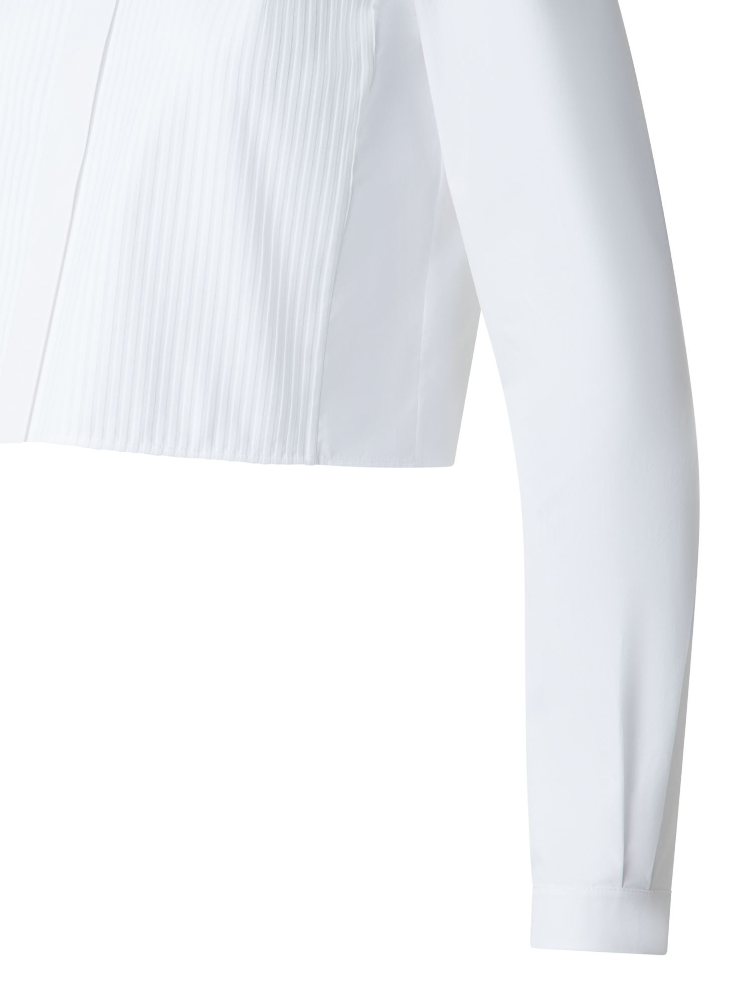 Designer Cropped Pleated Cotton Blouse - neutral - white