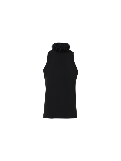 Designer 3D Dot Lasercut Crêpe Top - black