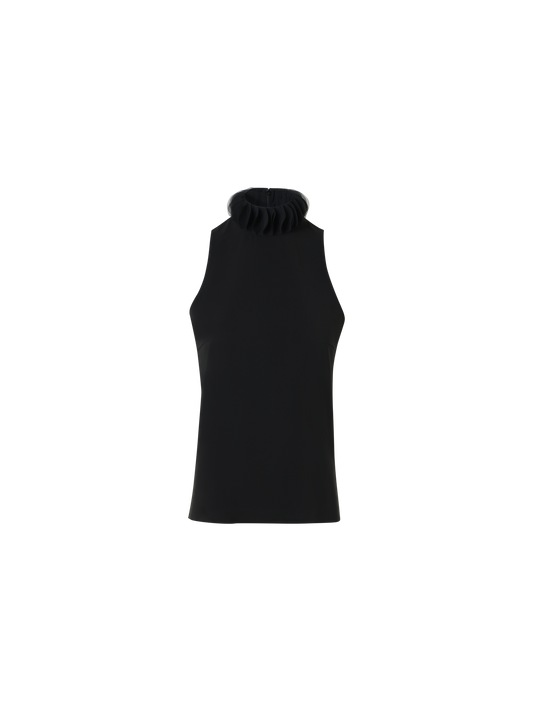 Designer 3D Dot Lasercut Crêpe Top - black