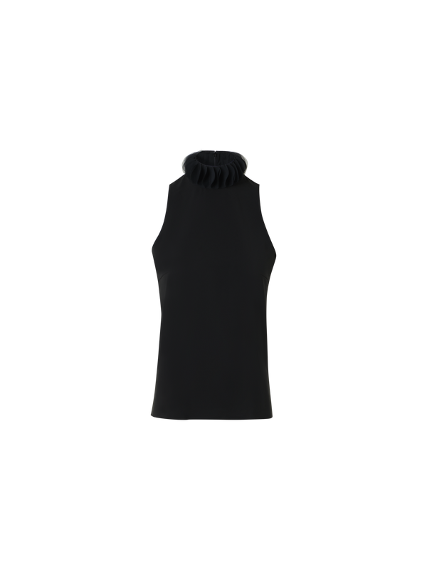 Designer 3D Dot Lasercut Crêpe Top - black