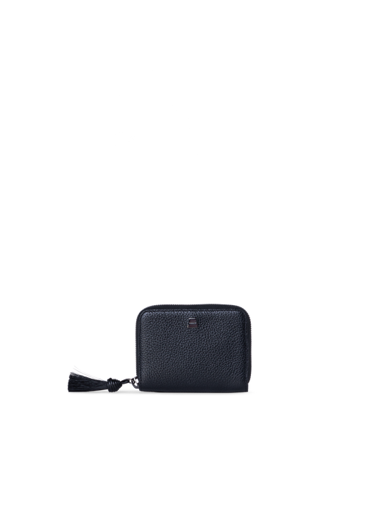 Designer Small Zip Around Wallet - black - navy - blue
