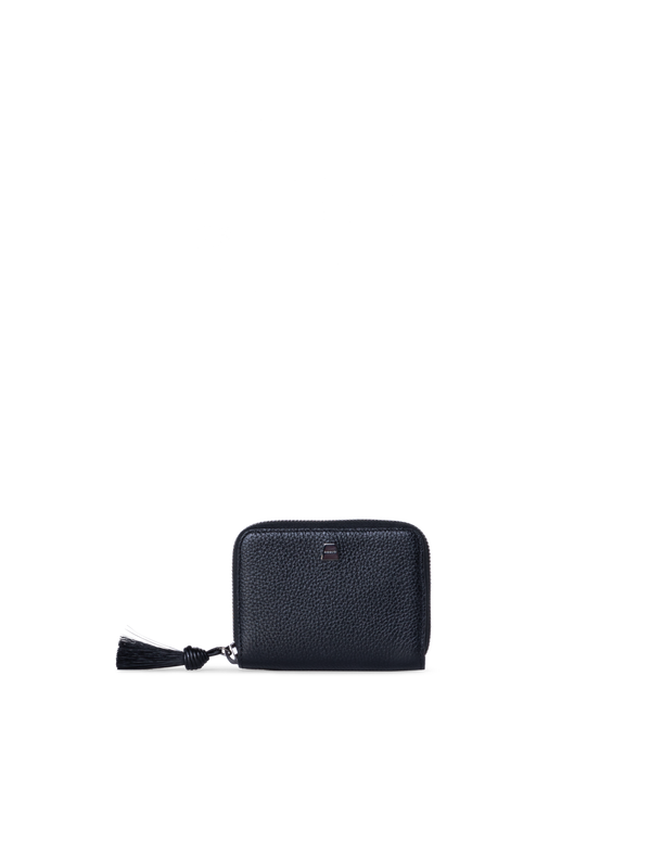 Designer Small Zip Around Wallet - black - navy - blue