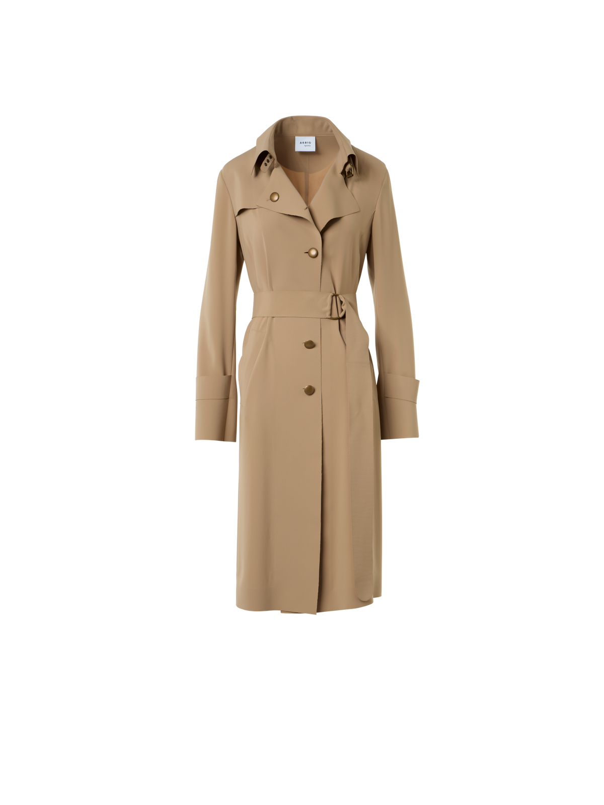 Designer Light Trench Coat in Techno Laser Cut - beige