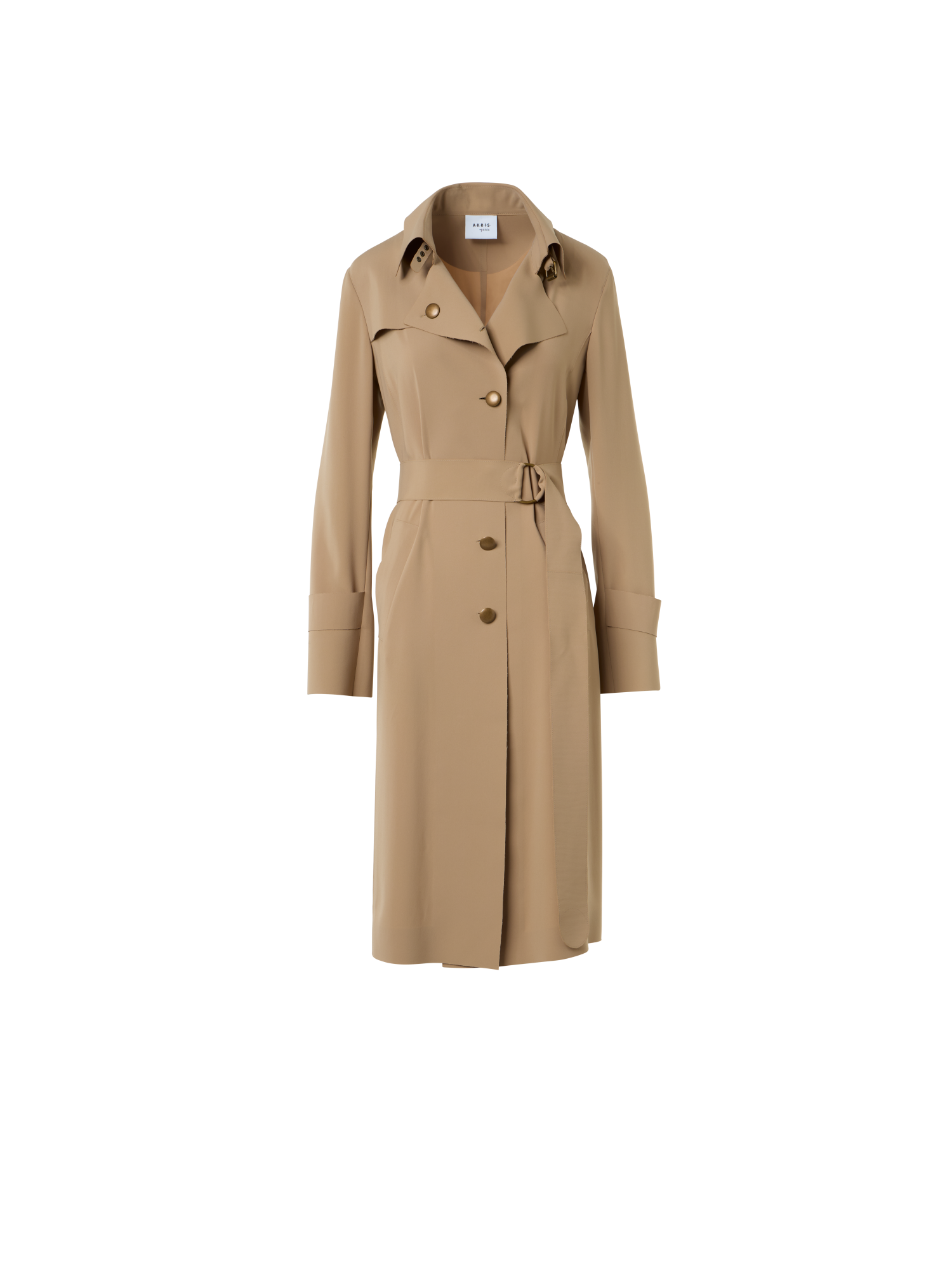 Designer Light Trench Coat in Techno Laser Cut - beige