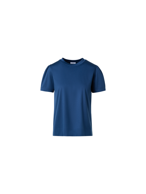 Designer Puff Sleeves T-Shirt in Cotton Jersey - blue